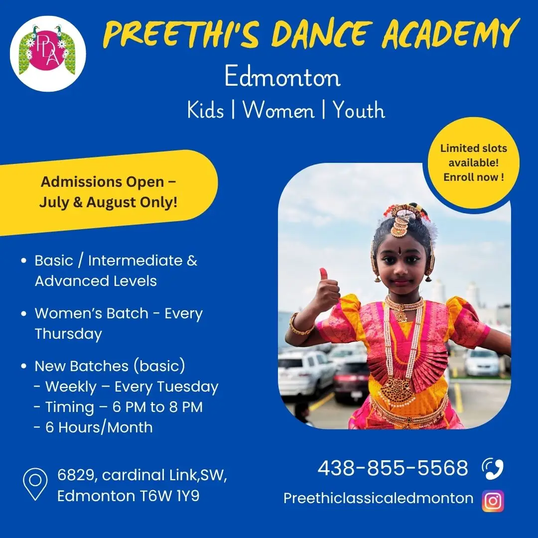 instagram social media poster design for preethi dance school edmonton