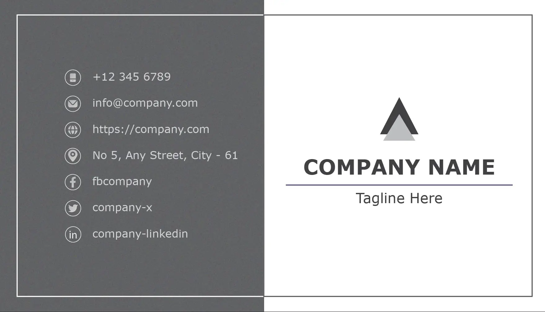 grey black elegant and professional company visiting card template
