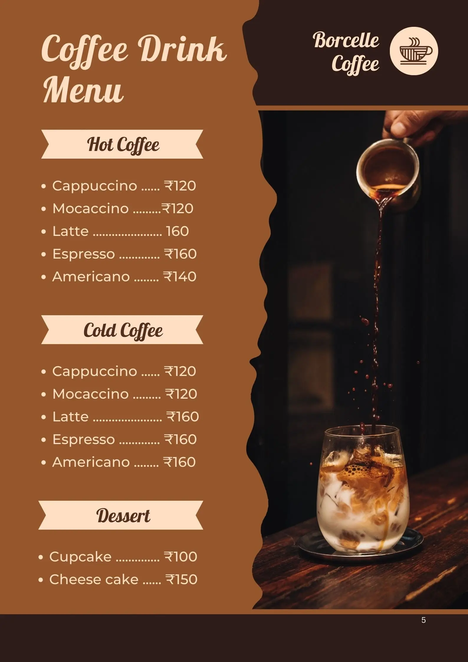 coffee shop menu